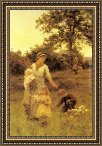 Morgan Framed Paintings - The Garland by Frederick Morgan
