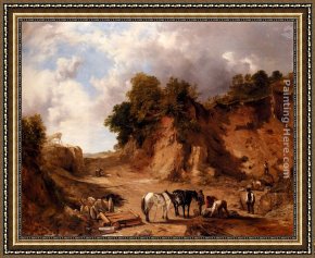 Stone Framed Paintings - A Stone Quarry by Frederick Richard Lee R.A