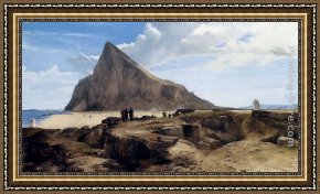 Richard Leblanc Framed Paintings - The Rock Of Gibraltar by Frederick Richard Lee R.A