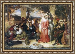 The Unveiling Framed Paintings - The Contest of Beauty for the Girdle of Florimel Britomartis Unveiling Amoret by Frederick Richard Pickersgill