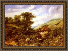George Frederick Watts Framed Paintings - An Overshot Mill In A Wooded Valley by Frederick William Watts