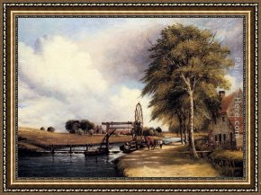 The Lock Framed Paintings - The Lock At Stanton On The Little Ouse In Norfolk by Frederick William Watts