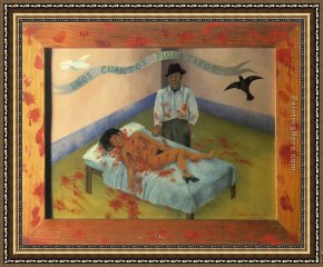 Small Worlds II Framed Paintings - A Few Small Nips by Frida Kahlo