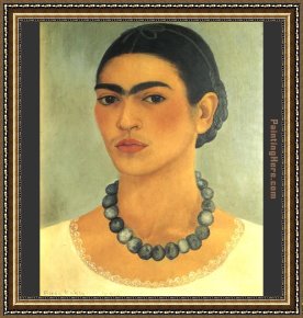 Fridakahlo-self-portrait-1930 Framed Paintings - FridaKahlo-Self-Portrait-1933 by Frida Kahlo