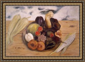Frida Framed Paintings - Fruits of the Earth by Frida Kahlo