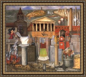 Frida Framed Paintings - My Dress Hangs There by Frida Kahlo