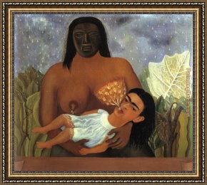 Frida Framed Paintings - My Wet Nurse and I by Frida Kahlo