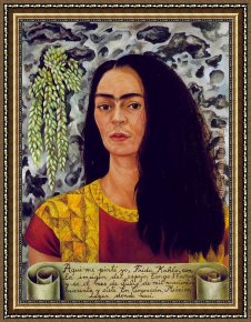 Portrait of Alessandro Manzoni Framed Paintings - Self Portrait with Loose Hair by Frida Kahlo