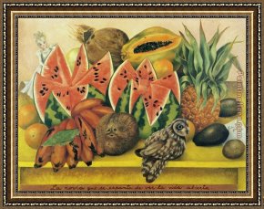 Frida Framed Paintings - The Bride Frightened at Seeing Life Opened by Frida Kahlo