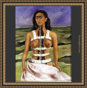 Frida Framed Paintings - The Broken Column by Frida Kahlo