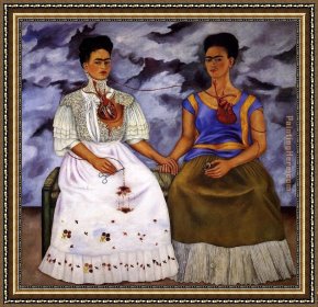 Frida Framed Paintings - The Two Fridas by Frida Kahlo