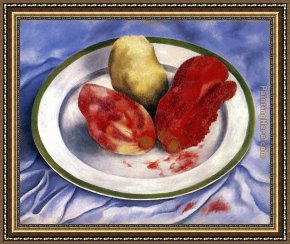 Pear Framed Paintings - Tunas Still Life with Prickly Pear Fruit by Frida Kahlo