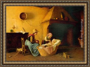 Feeding Framed Paintings - Feeding the Baby by Gaetano Chierici