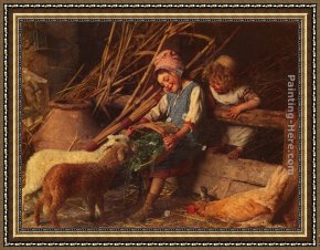 Feeding Framed Paintings - Feeding the Lambs by Gaetano Chierici