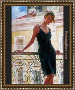 A Venetian Balcony Framed Paintings - Afternoon on the Balcony by Garmash