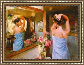 Venus in Front of The Mirror Framed Paintings - BEAUTY IN THE MIRROR by Garmash