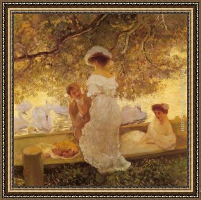 The Boating Party Lunch I Framed Paintings - The Boating Party by Gaston de Latouche