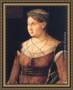 Caterina Cornaro, Queen of Cyprus Framed Paintings - Portrait of Catharina Cornaro, Queen of Cyprus by Gentile Bellini