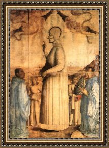 Gentile Bellini Framed Paintings - The Blessed Lorenzo Giustiniani by Gentile Bellini