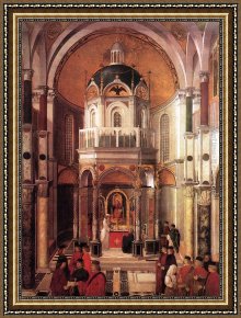 Gentile Bellini Framed Paintings - The Healing of Pietro dei Ludovici by Gentile Bellini