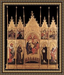 Gentile Bellini Framed Paintings - Coronation of the Virgin and Saints by Gentile da Fabriano