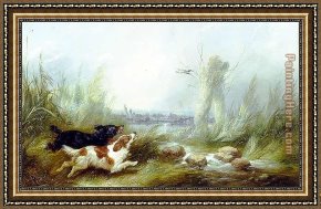Mallard Duck Framed Paintings - Spaniels Putting Up a Mallard by George Armfield