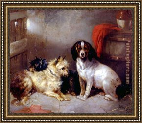 Terriers Framed Paintings - Terriers and Hound by George Armfield
