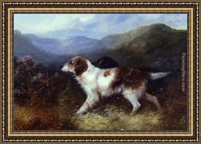 Three Pointers in a Landscape Framed Paintings - Two Setters in a Landscape by George Armfield