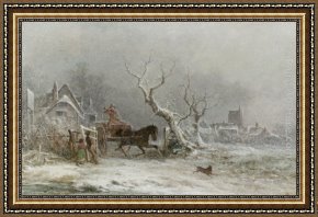 Storm Framed Paintings - A Snow Storm by George Augustsus Williams
