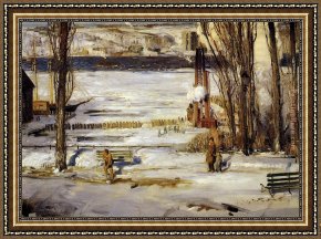 Pheasants in The Snow Framed Paintings - A Morning Snow by George Bellows