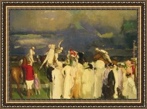 The Royal George on Her Return From Ireland Framed Paintings - Polo Crowd by George Bellows