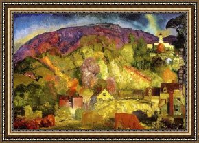 Hills of Tuscany I Framed Paintings - The Village on the Hill by George Bellows