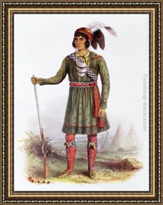 Rising Framed Paintings - Osceola or Rising Sun, a Seminole Leader by George Catlin