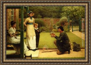 Seller Framed Paintings - The Goldfish Seller by George Dunlop, R.A., Leslie