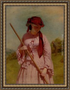 The Daughters of Judah in Babylon Framed Paintings - The Farmer's Daughter by George Elgar Hicks