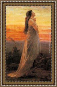 The Daughters of Judah in Babylon Framed Paintings - The Lament of Jephthah's Daughter by George Elgar Hicks