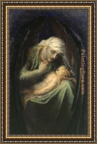George Frederick Watts Framed Paintings - Death Crowning Innocence by George Frederick Watts