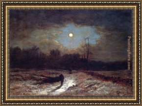 Spirit of Christmas Framed Paintings - Christmas Eve by George Inness