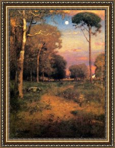Early Winter in The Sierra Nevada Framed Paintings - Early Moonrise Florida by George Inness