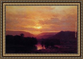 Ariccia Sunset Framed Paintings - Sunset by George Inness