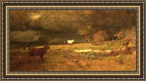 Storm Framed Paintings - The Coming Storm by George Inness
