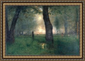 Madonna with St George Framed Paintings - The Trout Brook by George Inness
