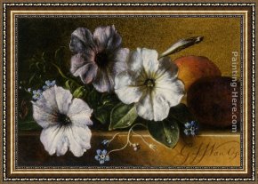 Julius Jacobus Van De Sande Bakhuyzen Framed Paintings - A Still Life with Flowers and Fruit by George Jacobus Johannes Van