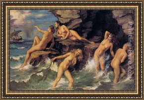 Vague Et La Perle Framed Paintings - Las Sirenas by George Owen Wynne Apperley