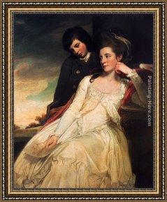 The Marquis Dafflitto on a Staircase Framed Paintings - Jane Maxwell, Duchess Of Gordon And Her Son The Marquis Of Huntly by George Romney