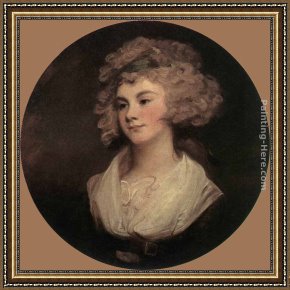 George Romney Framed Paintings - Lady in a Brown Robe by George Romney