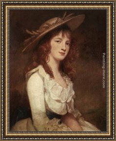 George Romney Framed Paintings - Miss Constable by George Romney