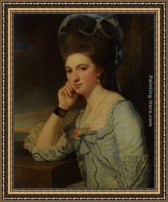 George Romney Framed Paintings - Portrait of a Lady by George Romney