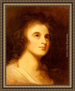 George Romney Framed Paintings - Portrait of Emma Hamilton by George Romney