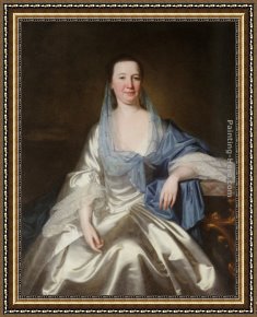 George Romney Framed Paintings - Portrait of Miriam Gillison, Wife of William Gillison by George Romney